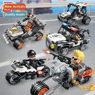 assembled blocks police car Enlightenment puzzle building