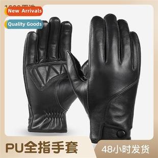 gloves mens motorcycle Head riding cowhide biker warm layer