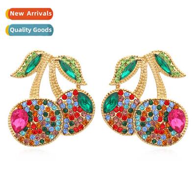 Exaggerated persalized fashi retro rustic cherry earrings  e