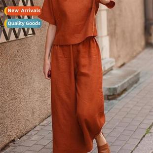 shirt plus loose solid casual size pants 2023 color new