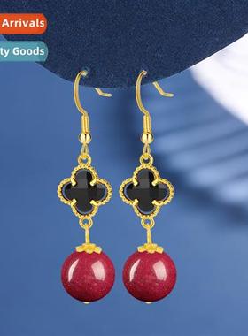 Cinnabar purple s vintage palace four-leaf clover earrings f