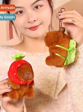 Plush toys cute carto couple capi bara bag keychain pendant