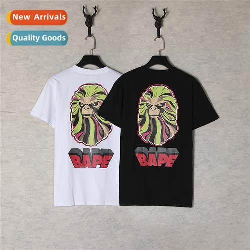 Japanese hipster ape head mkey avatar print short-sleeved ca