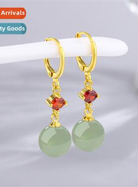 Simulati green lapis lazuli jasper  field jade earrings fema