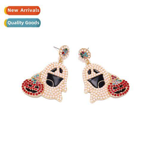 retro cute imati pearl Halloween pumpkin skull earrings fash