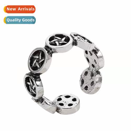 Fashi persaly match ring pentagram open ring retro nd niche