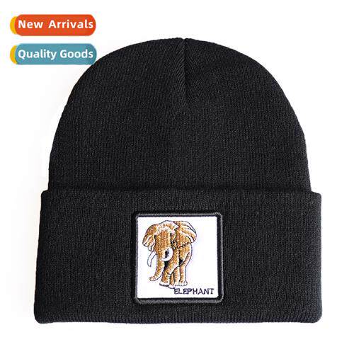 2021 popular animal elephant embroidery knted cap set  embro