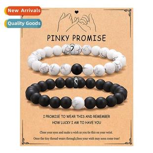 New couple bracelets a pair set  black and whe beaded bracel