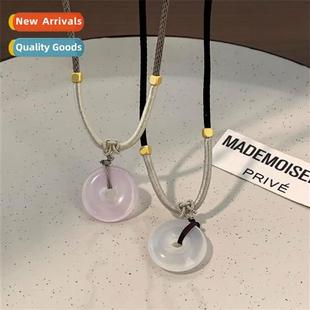chalcedy peace Chinese woven female pink necklace New butt