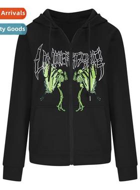 Fashi Autumn Womens Zipper Hoodie Butterfly Pullover Hoodie