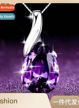 n water drop amethyst pendant Ms. set zircia crystal necklac
