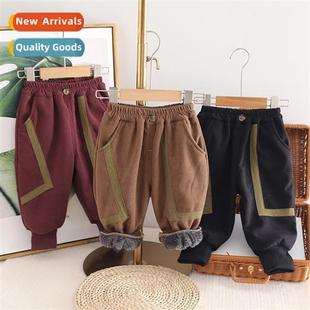 Boys girls black pants fall winter sweatpants 2023 new chi