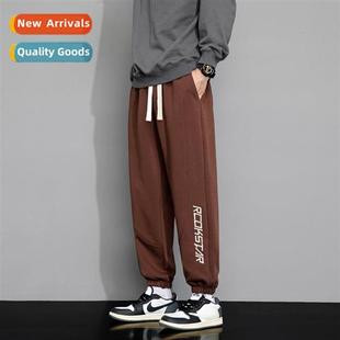 Gray sweat pants mens spring and autumn paragraph leggings h