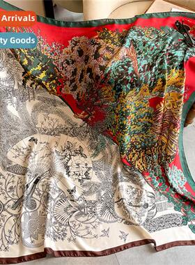 2022 new spring and autumn color blocking floral pattern sil