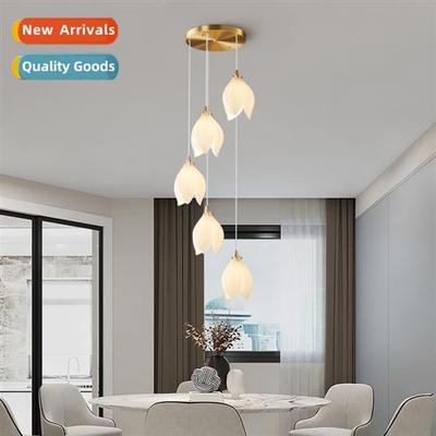 Staircase chelier villa duplex Scinavian light luxury rotati