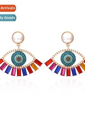 New exaggerated alloy diamd earrings fashi big color rhinest
