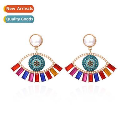New exaggerated alloy diamd earrings fashi big color rhinest