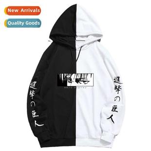 Tan Printed Sweatshirt Japan Thin Attack Patchwork Anime