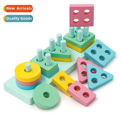 Childrens wooden toys macaro color four sets  columns kinder