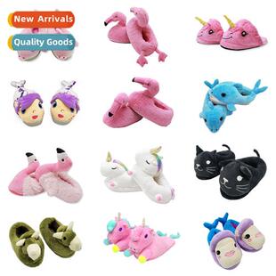 Flamingo 3D carto slippers cute thickening plus indoor home