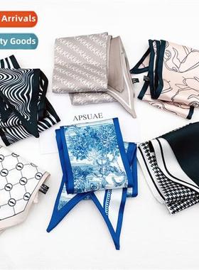 Silk Scarf Wide Edge Hairband Pytail Wrist Fluttering Strip