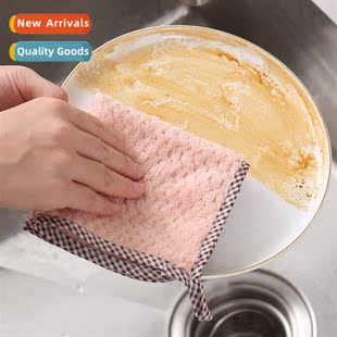 Towel Kchen Hangable Velvet Cleaning Linting Coral