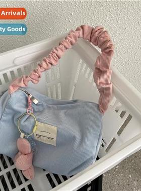 High-color girl heart corduroy hbag cute color collisi stora