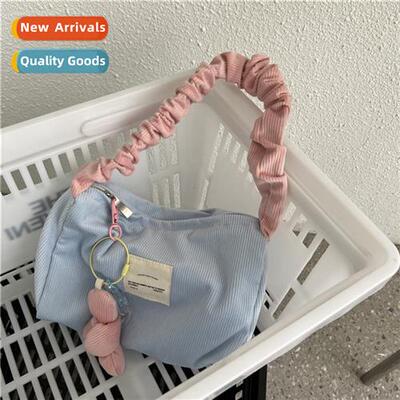 High-color girl heart corduroy hbag cute color collisi stora