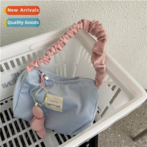 High-color girl heart corduroy hbag cute color collisi stora