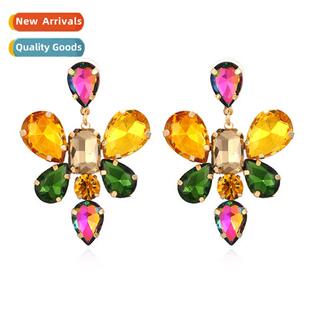 Light luxury colorful glaze qualy earrings exaggerated creat