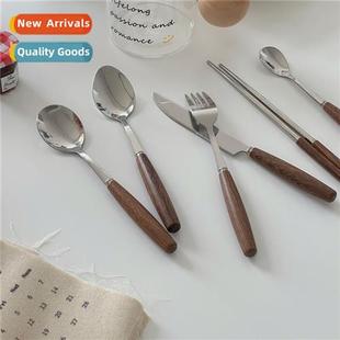 chopsticks ins spo fork knife hle wooden style retro Korea