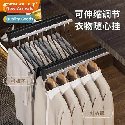 Top-mounted pull-out pants rack telescopic slide rail track