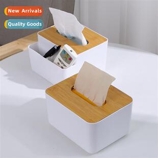 Multifunctial bamboo wooden cover tissue box creative deskto