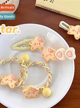 Cute cream yellow star  accessories fresh girl wind  rope  b