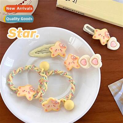 Cute cream yellow star  accessories fresh girl wind  rope  b