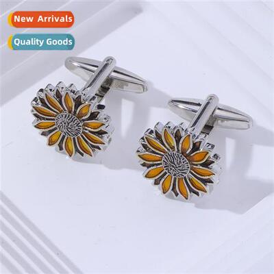 Vintage Leaf Flower Sunflower Cufflinks Mens Business Fashi