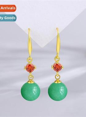 Natural Dgling jade earrings female temperament elegant chal
