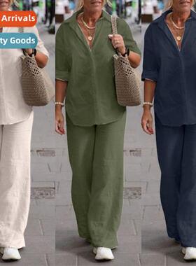 Womens two- su women 2023 lapel lg-sleeved shirt spring  aut