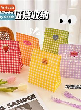 Ins Korean style colorful plaid kraft paper bags gift packag