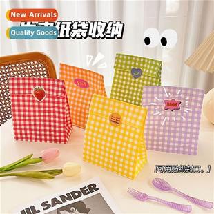 colorful plaid gift Korean packag bags style paper Ins kraft
