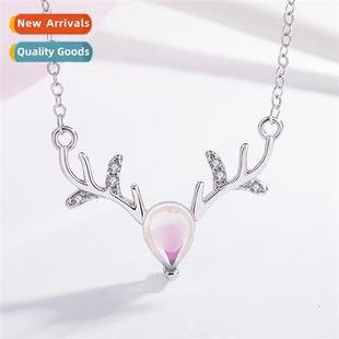 Mori lerature female silver necklace plated antler moste