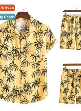 2022 Hawaii Collecti Beach Style Su Collar Printed Short Sle