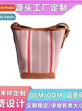 2023 new fashi striped hbag large capacy canvas bag single s