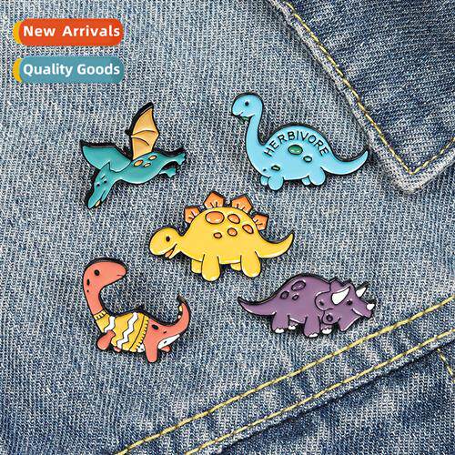 Cute Carto Dinosaur Pin Pterodactyl Triceratops Collar Pin E
