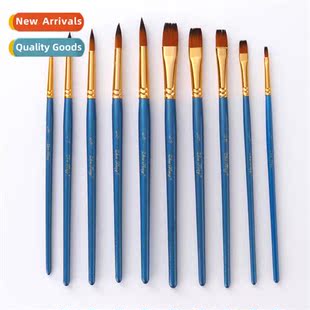 rod pointed set pearlescent brushes blue painting 5pcs oil