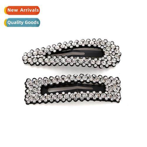 Simple Geometric Rhineste Hair Clip Set Vintage Fashi Side C