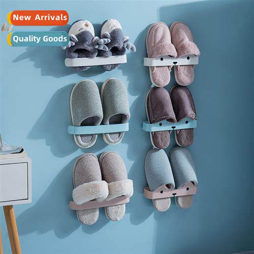 Wall Mounted Folding Shoe Rack Nail-free Slipper Rack Househ
