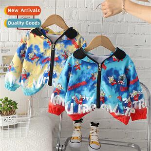 Boys jacket 2023 fall new boys hoodie tops small children ch