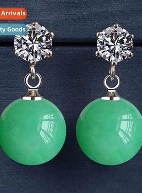 Palace green Dgling jade earrings female chalcedy zircia ear