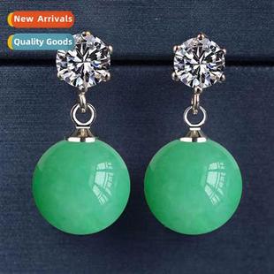 jade earrings female Palace zircia Dgling chalcedy ear green
